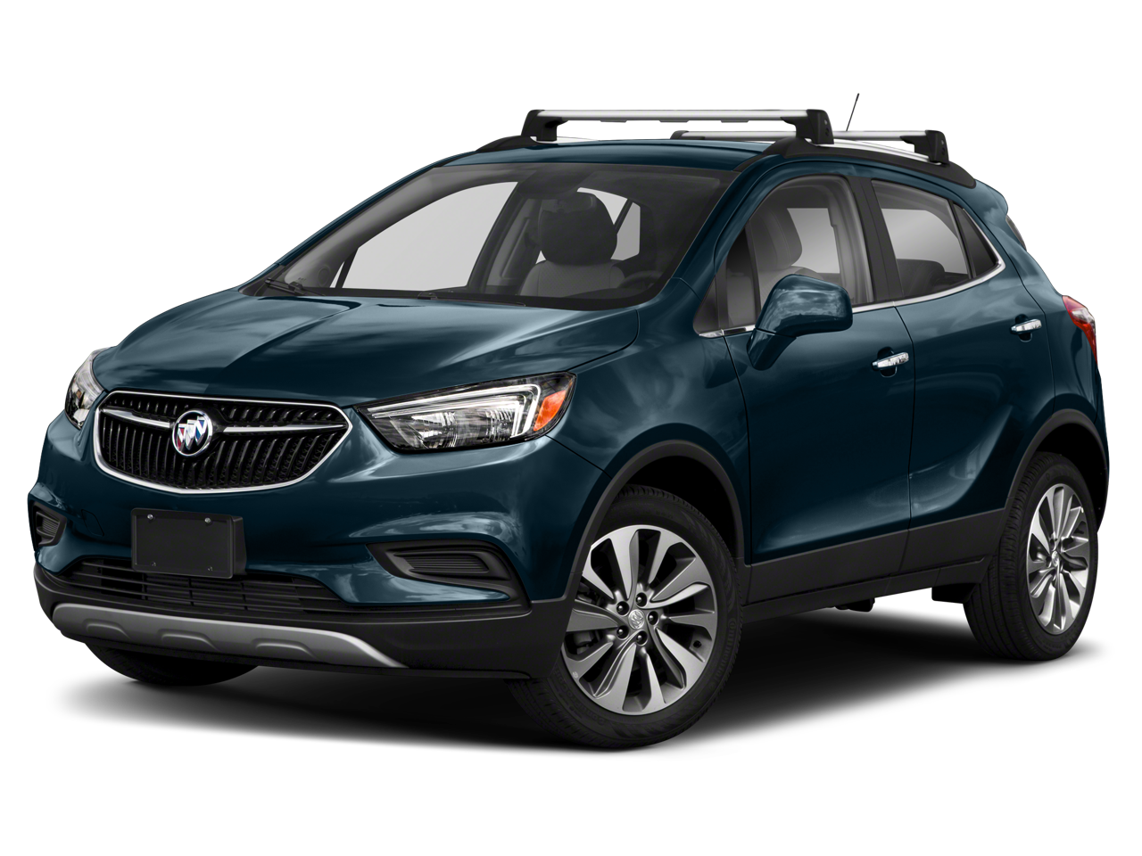 2022 Buick Encore Preferred in Ebony Twilight Metallic — front three-quarter view