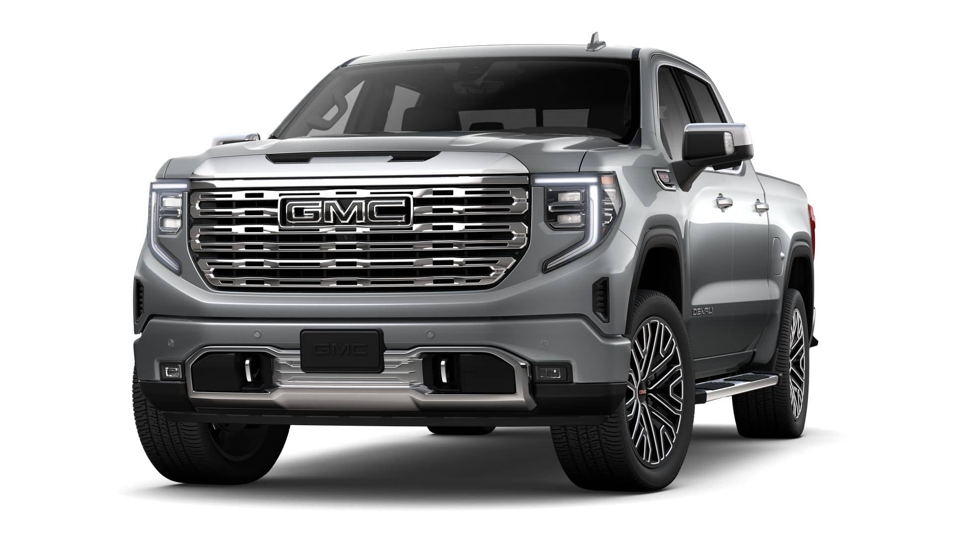 2026 GMC Sierra 1500 Denali in Sterling Metallic — front three-quarter view